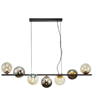 Lampara colgante lineal Inoa 7L negro smoke ámbar - Schuller
