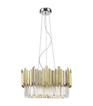 Lámpara de techo colgante elegante Tiara 6L cromo-oro - Schuller