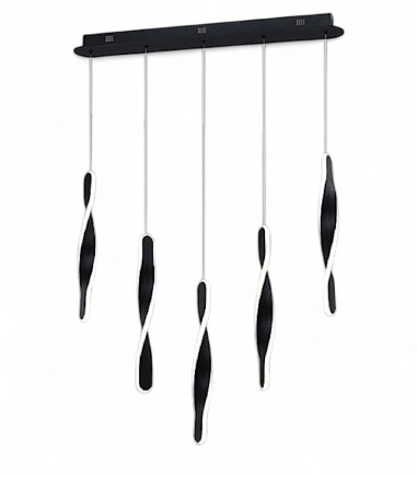 Lámpara de techo colgante lineal Twist 5L negro - Schuller
