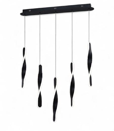 Lámpara de techo colgante lineal Twist 5L negro - Schuller