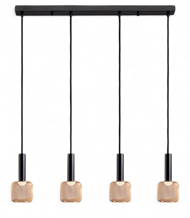 Lámpara de techo lineal Sincro 4L negro oro - Schuller