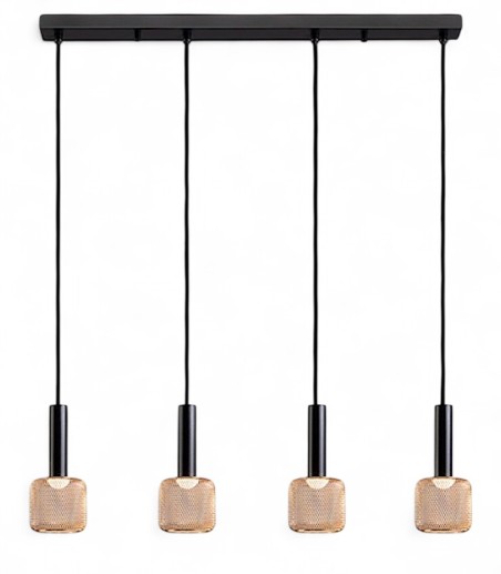 Lámpara de techo lineal Sincro 4L negro oro - Schuller