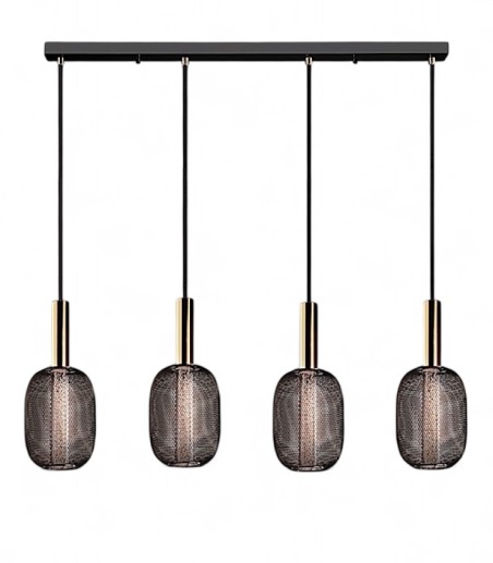 Lámpara lineal LED de techo Micrón 4L oro/negro - Schuller