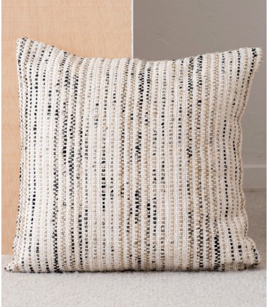 Cojín de algodón Oto blanco beige negro N2 - VP Interiorismo