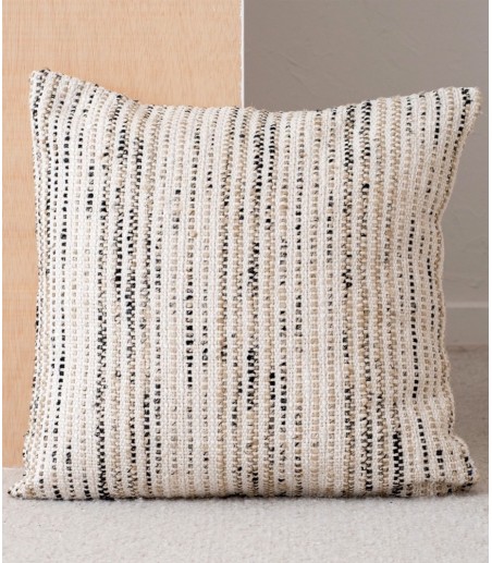 Cojín de algodón Oto blanco beige negro N2 - VP Interiorismo