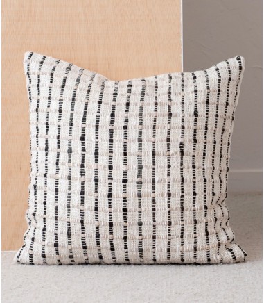Cojín de algodón Oto blanco negro beige N4 - VP Interiorismo