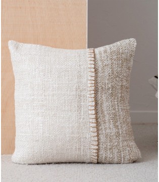 Cojín de algodón Ero blanco camel N4 - VP Interiorismo
