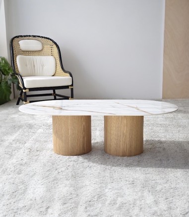 Mesa de centro Bahía natural, blanco, ocre - VP Interiorismo