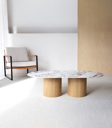 Mesa de centro Ría cerámico y fresno - VP Interiorismo