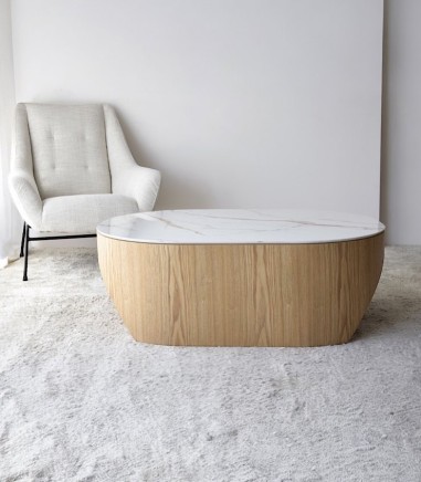 Mesa de centro Nora natural, blanco, ocre - VP Interiorismo