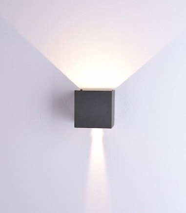 Aplique Davos 6520 cubo gris oscuro para pared exterior de Mantra