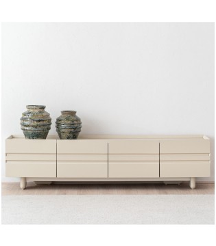 Mueble TV Eo cerámico y beige brillo - VP Interiorismo 2