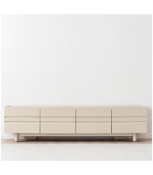 Mueble TV Eo cerámico y beige brillo - VP Interiorismo