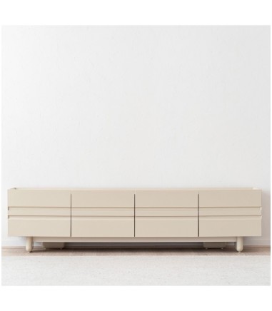 Mueble TV Eo cerámico y beige brillo - VP Interiorismo