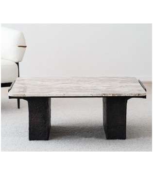Mesa de centro cuadrada mármol y metal - VP Interiorismo