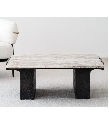 Mesa de centro cuadrada mármol y metal - VP Interiorismo