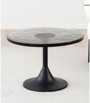 Mesa auxiliar Tulip negro cristal baja - VP Interiorismo