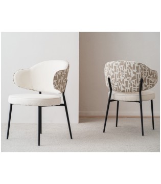 Set 2 sillas Cloe metal beige y piedra - VP Interiorismo