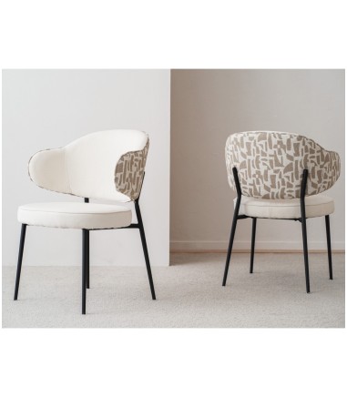 Set 2 sillas Cloe metal beige y piedra - VP Interiorismo