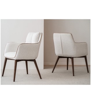 Set 2 sillas Oliver tono marfil nogal - VP Interiorismo