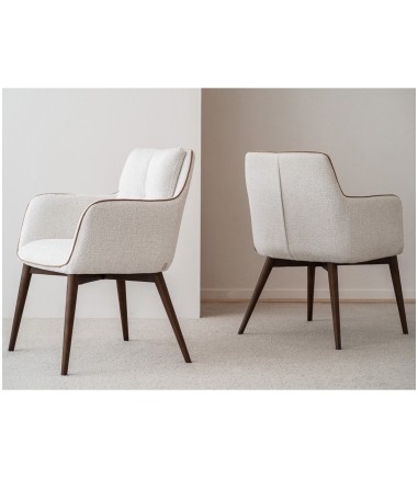 Set 2 sillas Oliver tono marfil nogal - VP Interiorismo