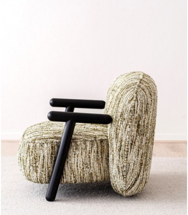 Butaca tapizada estampado verde blanco - VP Interiorismo