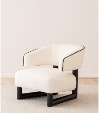 Butaca Neo blanco roto y madera negro - VP Interiorismo