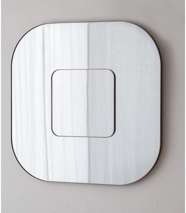 Espejo de pared cuadrado doble metal - VP Interiorismo