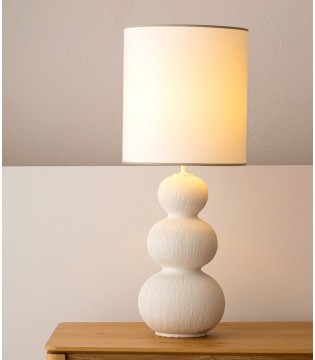 Lámpara de mesa Sera cerámica blanco textura grande - VP Interiorismo