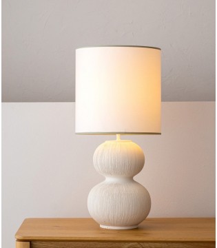Lámpara de mesa Sera cerámica blanco textura pequeño - VP Interiorismo