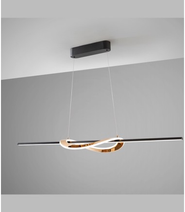 Lámpara de techo colgante Enora negro dorado - Schuller