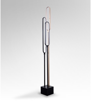 Lámpara de pie salón Colette 3L negro-oro rosa - Schuller