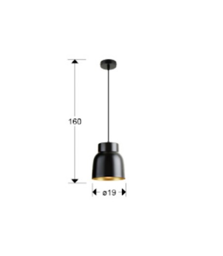 Lámpara de techo colgante Vulcano 1L oro negro - I3