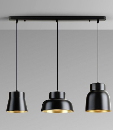 Lámpara de techo lineal Vulcano 3L oro negro - I3