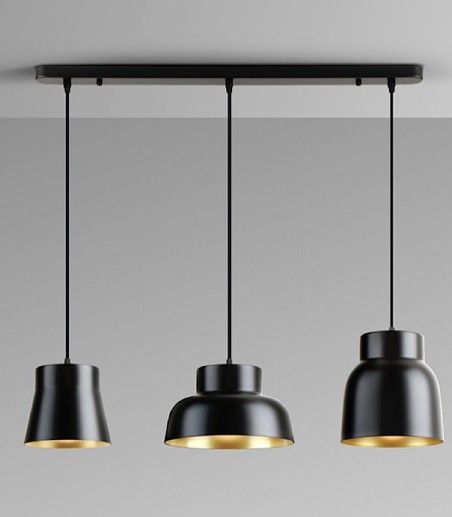 Lámpara de techo lineal Vulcano 3L oro negro - I3