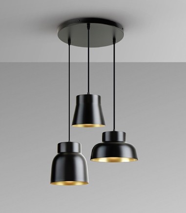 Lámpara de techo colgante Vulcano 3L D50 oro negro - I3