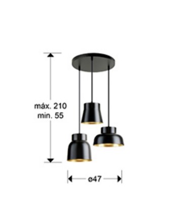 Lámpara de techo colgante Vulcano 3L D50 oro negro - I3