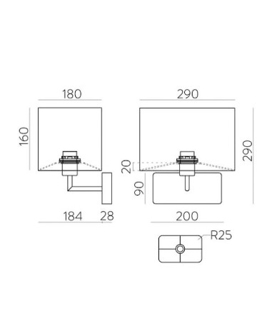 Dimensiones Aplique de pared Romeo E27 - ACB