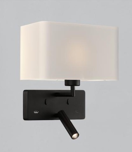 Aplique de pared dormitorio Romeo con lector E27 - ACB