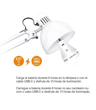 Bombilla recargable LED 6W E27 Dimmable CCT 2