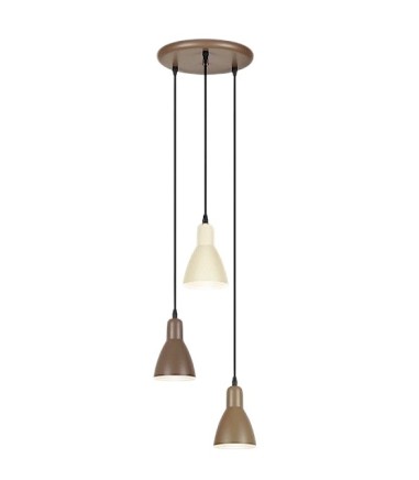 Lámpara de techo colgante Afra 3L E27 marrón crema - I3