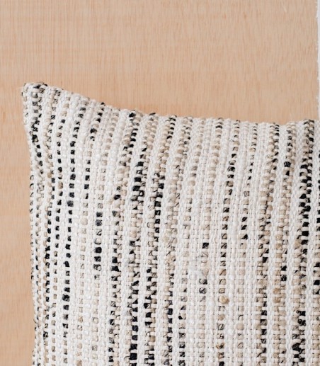 Cojín de algodón Oto blanco beige negro N2 - VP Interiorismo