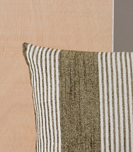 Cojín de algodón Berte blanco verde N5 - VP Interiorismo