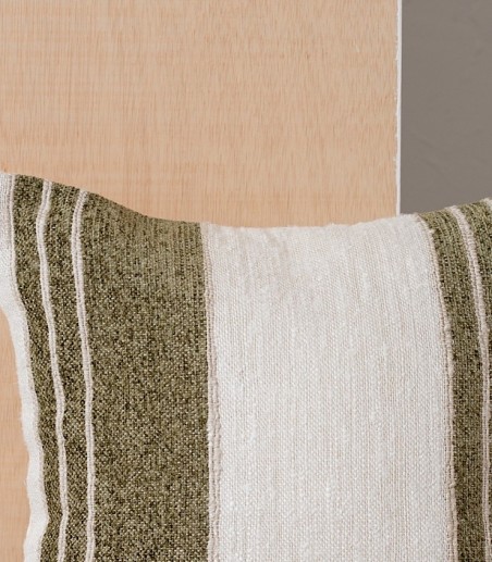 Cojín de algodón Berte blanco verde N6 - VP Interiorismo