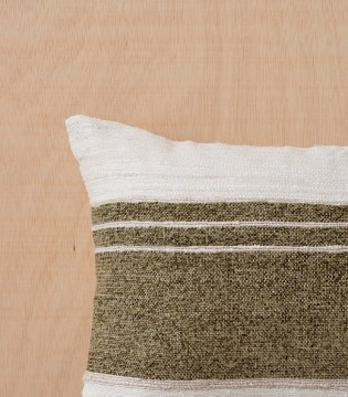 Cojín de algodón Berte blanco verde N7 - VP Interiorismo 2