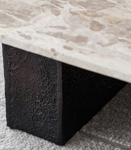Mesa de centro cuadrada mármol y metal - VP Interiorismo