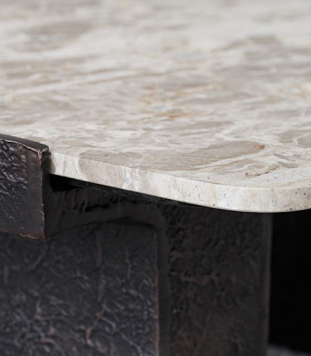 Mesa de centro cuadrada mármol y metal - VP Interiorismo
