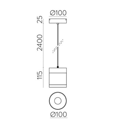 Lámpara de techo colgante LED 3000k Lux Ø100mm - ACB