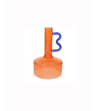 Florero vidrio naranja azul...