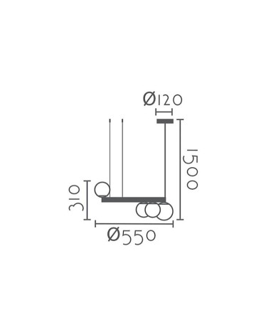 Dimensiones Lámpara de techo colgante MD4005-BK - Ineslam